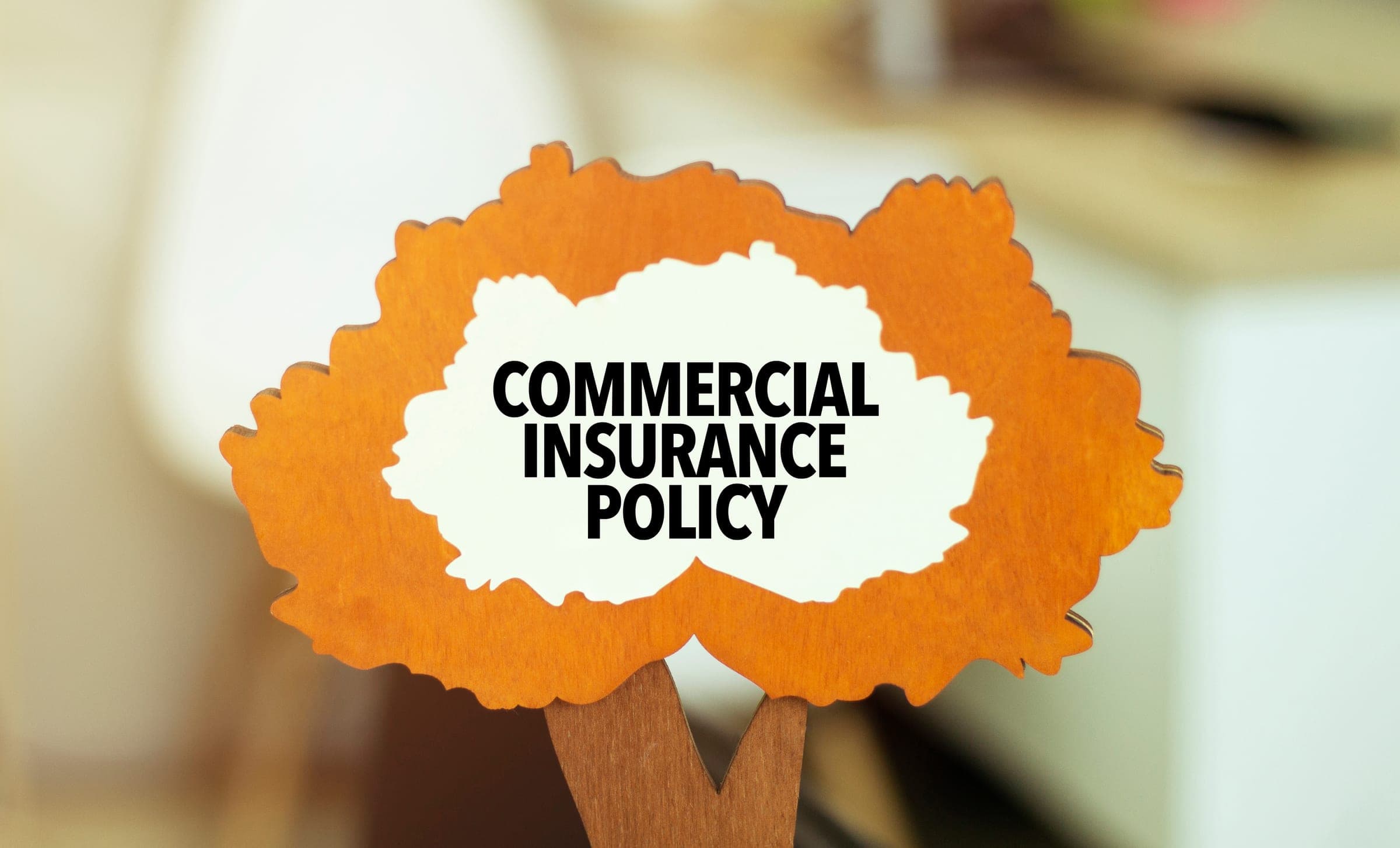 Illustration of a sign with 'Commercial Insurance Policy'