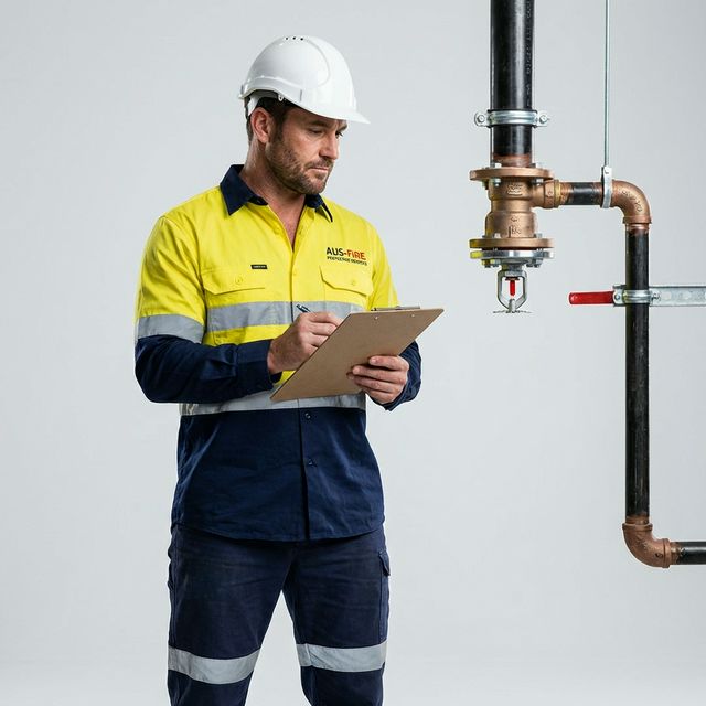 Fire Protection Technician inspecting a system